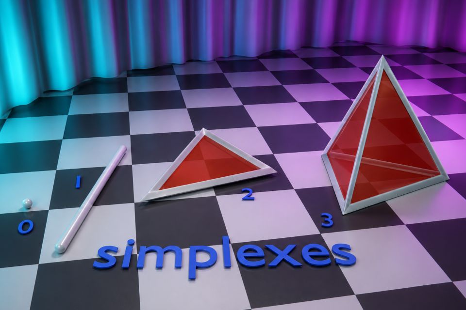 Simplexes of increasing dimension, from a point to a tetrahedron
